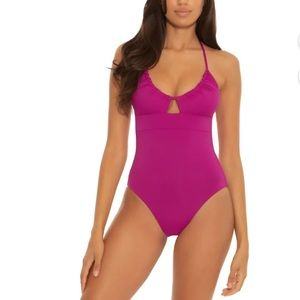 NWT BECCA by Rebecca Virtue Sz Medium Women’s Berry One Piece Cutout Swimsuit!